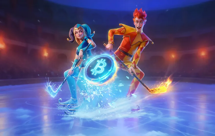 Hockey sticks in hand, Lola and Jack race after a Bitcoin puck that glows on the arena ice – Lolajack crypto welcome on sports